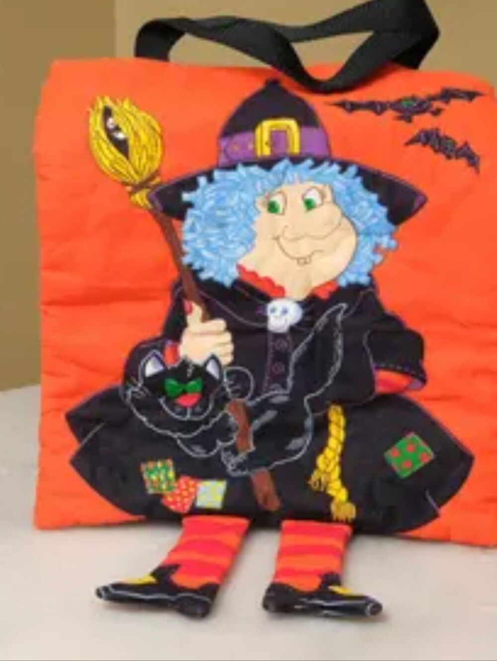 3 uncut vintage cut-and-sew fabric panels "Walking Witch Bag" by V.I.P Cranston